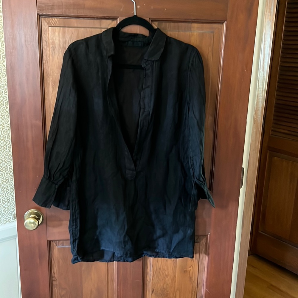 Cp shades black linen cover up tunic top